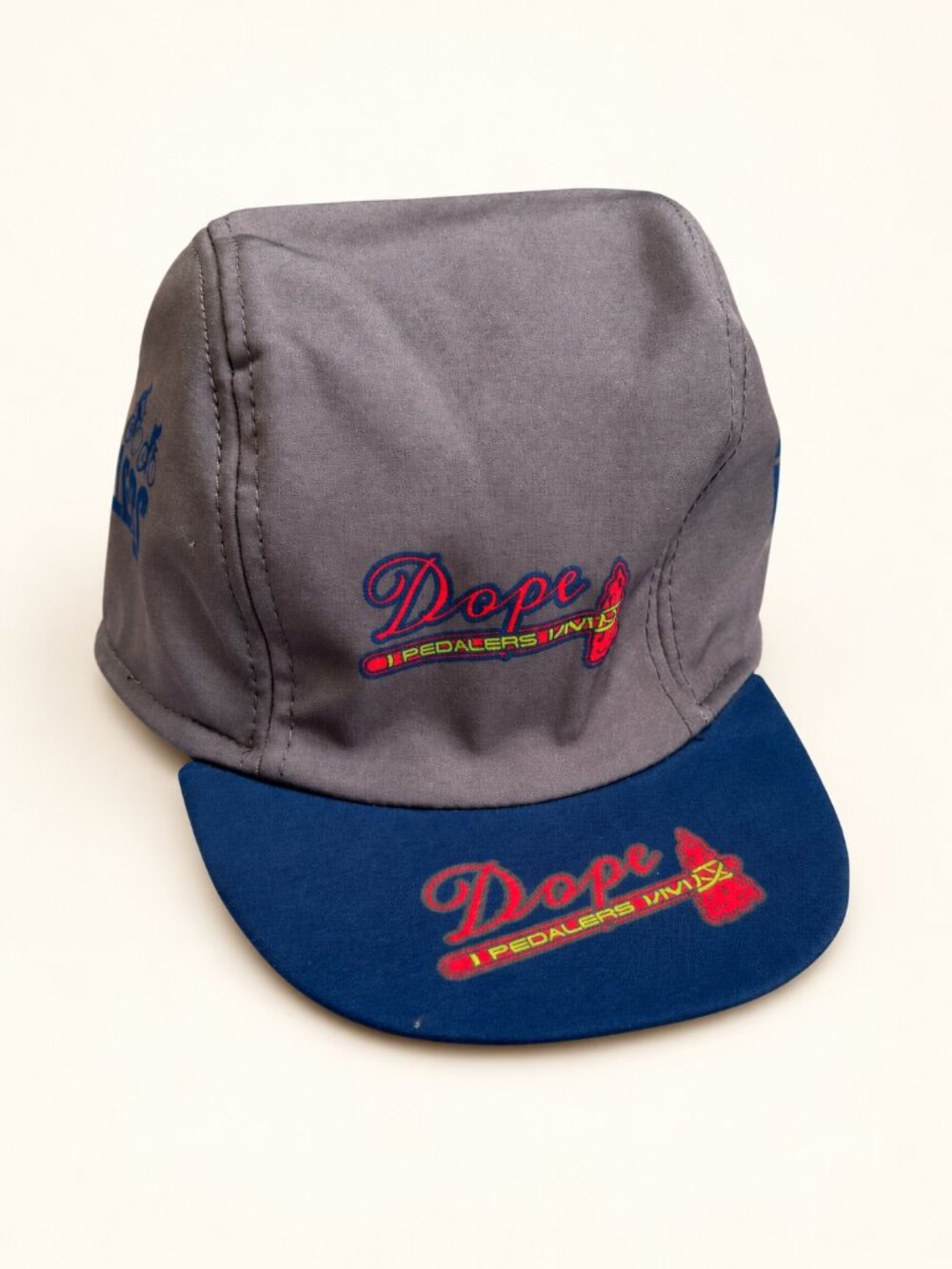 Dope Pedalers Bike Club Cycling Cap Gray Navy Short Brim Hat